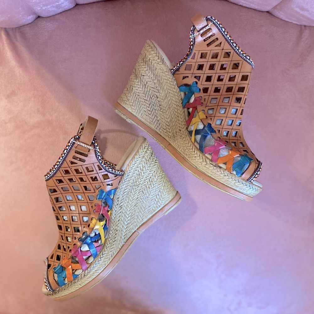 Handmade, Leather, Mexican Sandal Wedges, Huarache - Picture 3 of 3